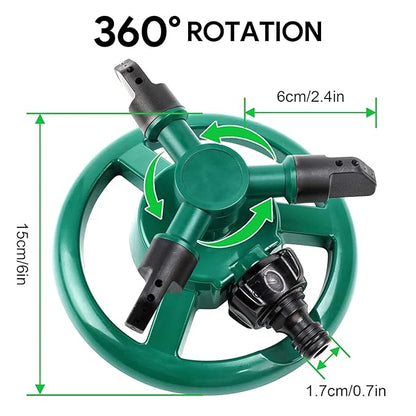 Automatic 360° Lawn Sprinkler 3 Arm 4 Nozzle for Watering Garden Plants/Pipe Hose Irrigation Yard Water Sprayer - CL-NE-5533