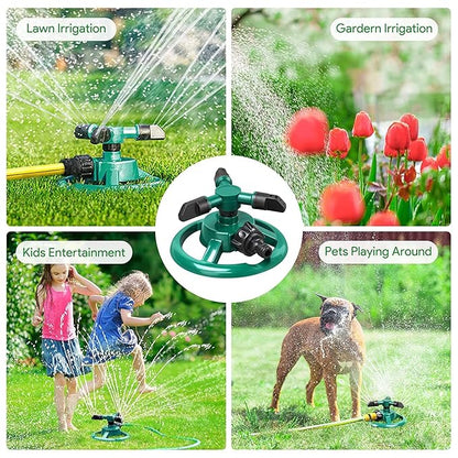 Automatic 360° Lawn Sprinkler 3 Arm 4 Nozzle for Watering Garden Plants/Pipe Hose Irrigation Yard Water Sprayer - CL-NE-5533