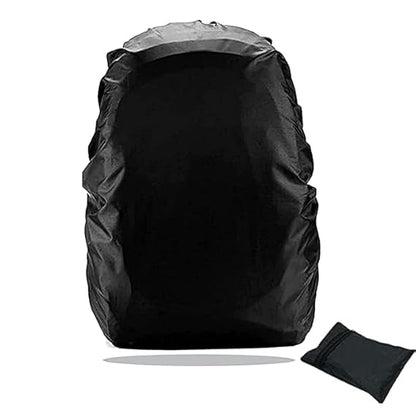 Trekking Bag Cover Waterproof -Adjustable with Pouch (Black)