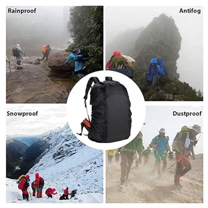 Trekking Bag Cover Waterproof -Adjustable with Pouch (Black)