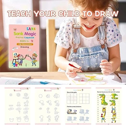 Magic Book for Kids (4 Book+10 Refill+1 Pen+1 Grip)
