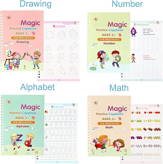 Magic Book for Kids (4 Book+10 Refill+1 Pen+1 Grip)