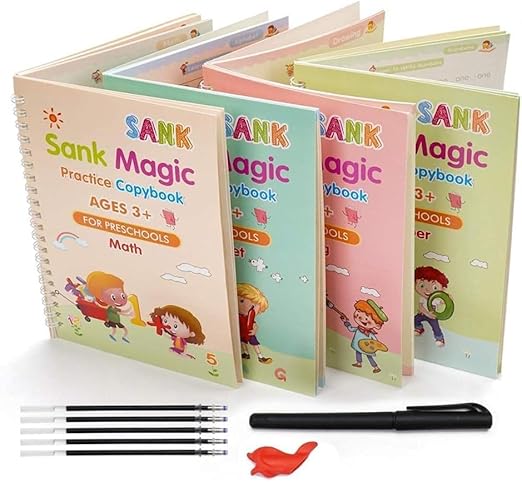 Magic Book for Kids (4 Book+10 Refill+1 Pen+1 Grip)