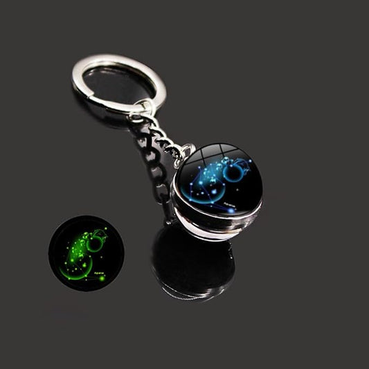 Key Chain for Men Women Twelve Constellations Gemstone Key Ring Fashion Bag Backpack Car Charm Accessory Gifts