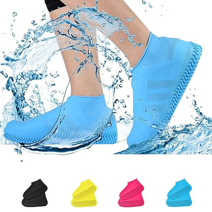 2 Pairs Reusable Shoe Covers, Anti-Slip Water Resistant Overshoes Silicone(random color)
