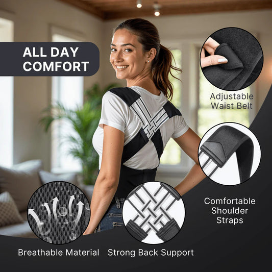 Premium Posture Corrector Shoulder Belt – Adjustable Back Support Brace for Men & Women